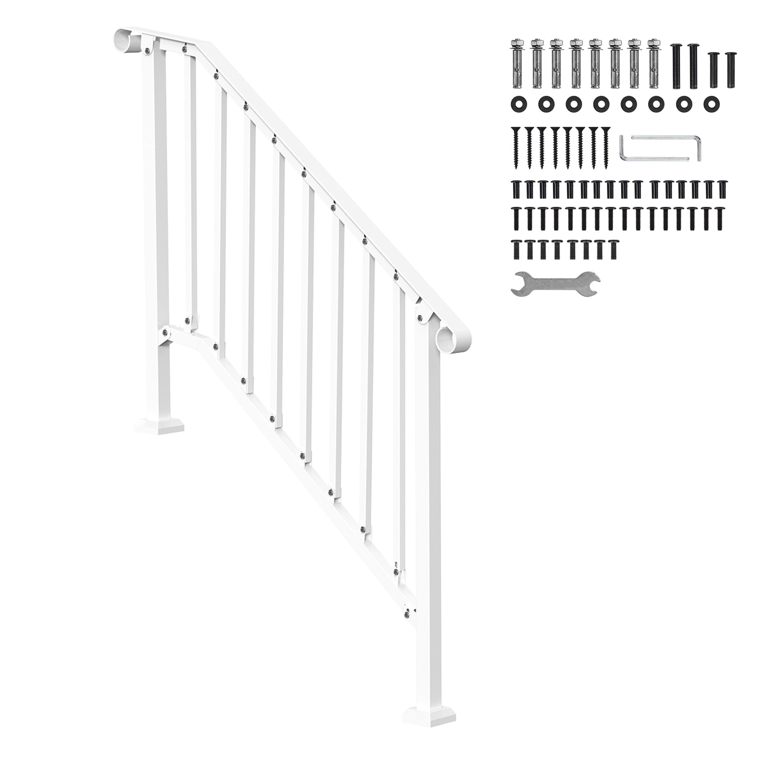 Handrails For Outdoor Steps White Arch Design For Elderly Safety_voghion.com